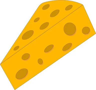 Cheese slice isolated on a white background. Cheese flat. Vector Stock Illustration