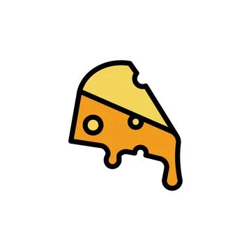 Cheese, slice, melting icon. Simple color with outline illustration elements of 스톡 일러스트