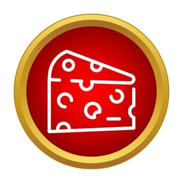 Cheese slice outline icon in red circle Stock Illustration