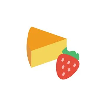 Cheese slice strawberry icon. Simple color illustration elements of dairy Stock Illustration
