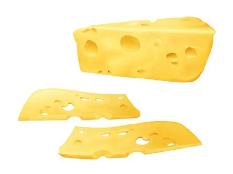 Cheese slices 3D realistic vector illustration Stockillustratie