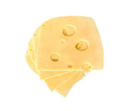 Cheese slices on white Stock Photos
