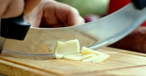 Cheese slicing at home close up Stock Footage 86985360