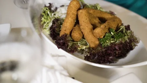 Cheese snack in the plate Video stock 107890785