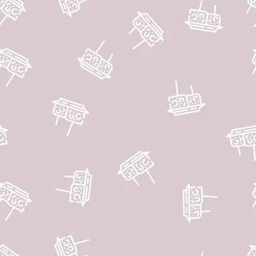 Cheese snack for wine line vector seamless pattern Stock Illustration