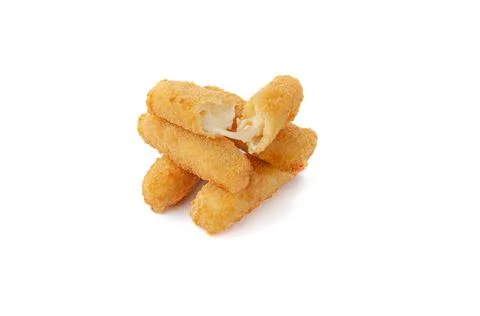 Cheese sticks. Mozzarella cheese in bread crumbs. Deep fried. Close-up. White Stock Photos
