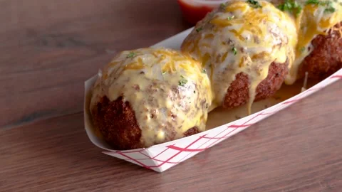 Cheese Stuffed Meatballs Stock Footage 131919269