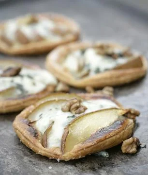 Cheese tart with Pears Stock Photos