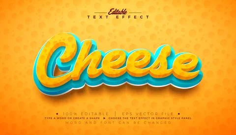 Cheese Text Effect Design Editable Vector Graphic Style with 3d Holey Lette.. Illustrazione stock