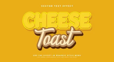 Cheese Toast 3D Editable text effect Template Illustrazione stock