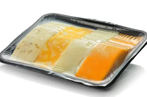 Cheese tray slices Stock Photos