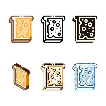 Cheese types sandwich icon vector outline Stock Illustration