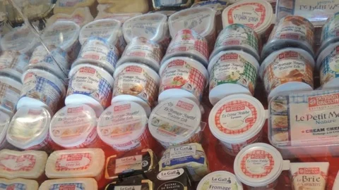 Cheese variety dolly shot Stock Footage 75347635