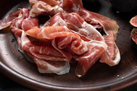 Cheese, various types, meat, light snacks, delicious salad, dark concrete, de Photos