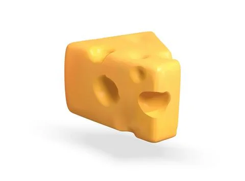 Cheese vector 3d illustration. Cheese pieces 3d icon Stock Illustration