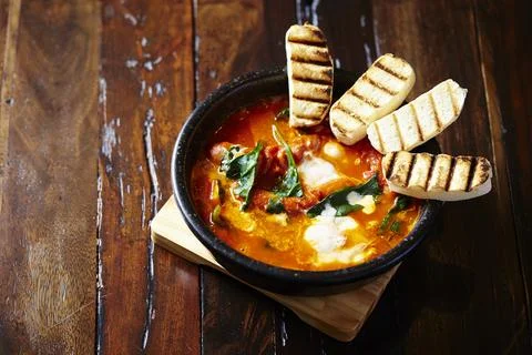 Cheese Vegetable Curry and Bread Stock Photos