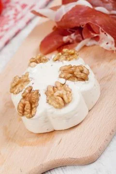 Cheese with walnuts Stock Photos
