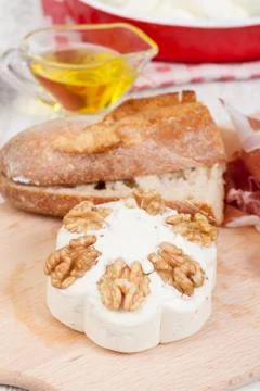 Cheese with walnuts Stock Photos