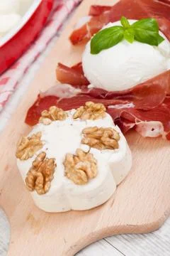 Cheese with walnuts Stock Photos