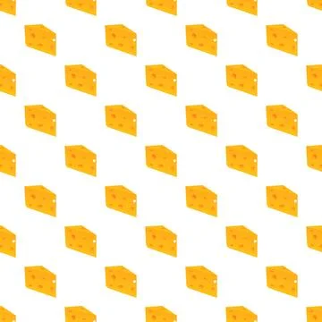 Cheese wedge repeating pattern on white background Stock Illustration