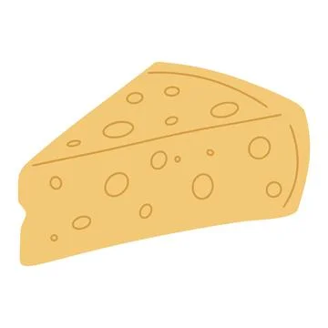 Cheese wedge simple drawing representing dairy food Ilustração Stock