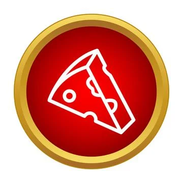 Cheese wedge simple line icon in red circle 库存插图