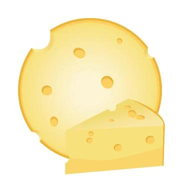 Cheese wheel and triangular shape cut piece. Stock Illustration