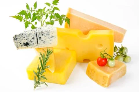 Cheese on white background Stock Photos