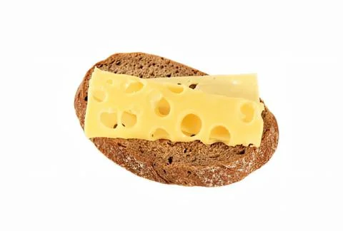 Cheese on whole grain bread slice Stock Photos