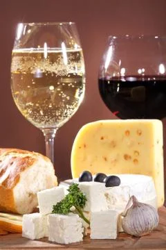 Cheese with wine Stock Photos