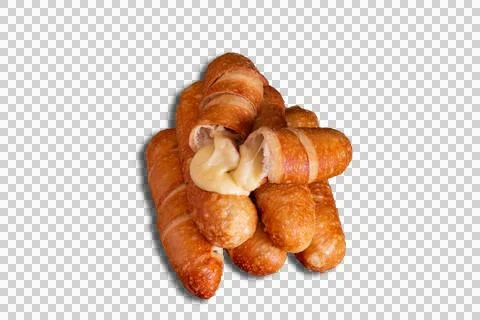 Cheese wrapped in strips of fried wheat flour. Stock Photos