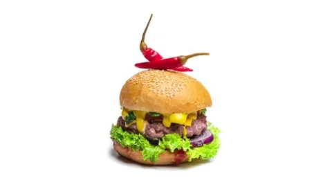 Cheeseburger 360 degrees rotation Stock Footage 146538287