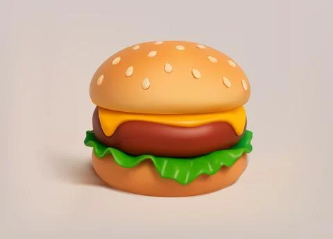 Cheeseburger 3d Icon. 스톡 일러스트