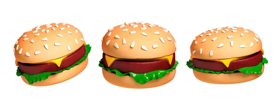 Cheeseburger 3d render illustration. burger 3d icon Stock Illustration