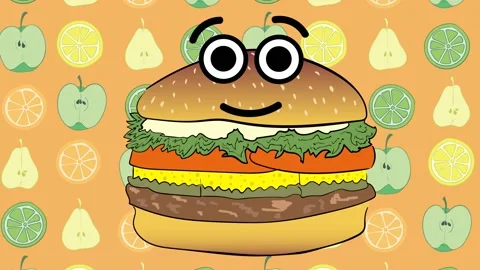 Cheeseburger and apples Stock Footage 99733671