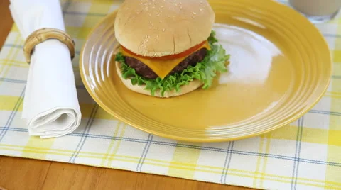 Cheeseburger And Fries Stock Footage 43354058