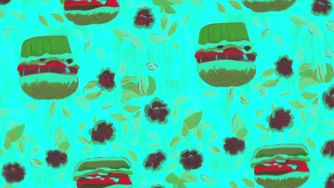 Cheeseburger and soda retro graphics — Rotation motion Stock Footage 307946679