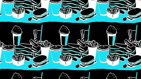Cheeseburger and soda retro graphics — Vertical motion Stock Footage 307948089