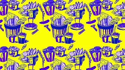 Cheeseburger and soda retro graphics — Horizontal motion Stock Footage 307948935