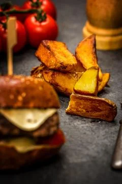 Cheeseburger with beef meat Stock Photos