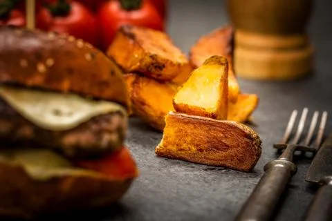 Cheeseburger with beef meat Stock Photos