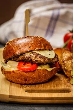 Cheeseburger with beef meat Stock Photos