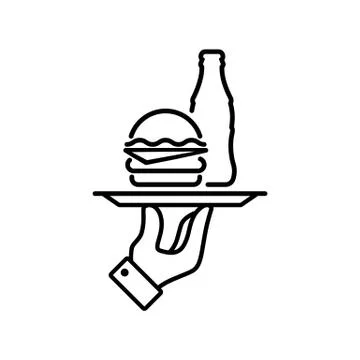 Cheeseburger with coca-cola icon. Vector on isolated white background. EPS 10 Stock Illustration