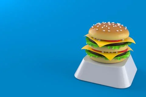 Cheeseburger on computer key Illustrazione stock