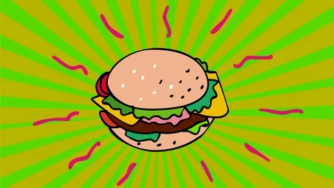 Cheeseburger Drawing 2D Animation Stock Footage 115757425