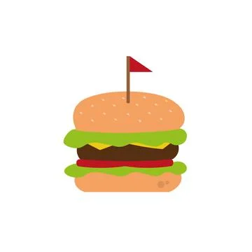 Cheeseburger with flag top. Vector Stock Illustration
