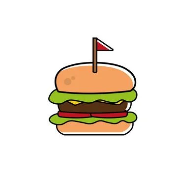 Cheeseburger with flag top. Vector Stock Illustration