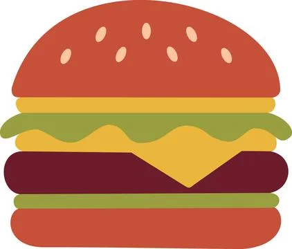 Cheeseburger flat vector icon isolated on white background Stock Illustration