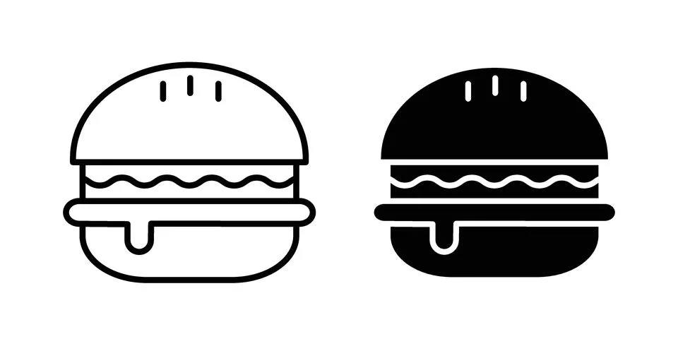 Cheeseburger icon bundle for website design projects Stock Illustration