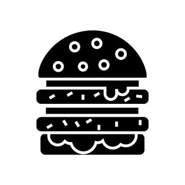 Cheeseburger icon, vector illustration, black sign on isolated background Stock Illustration